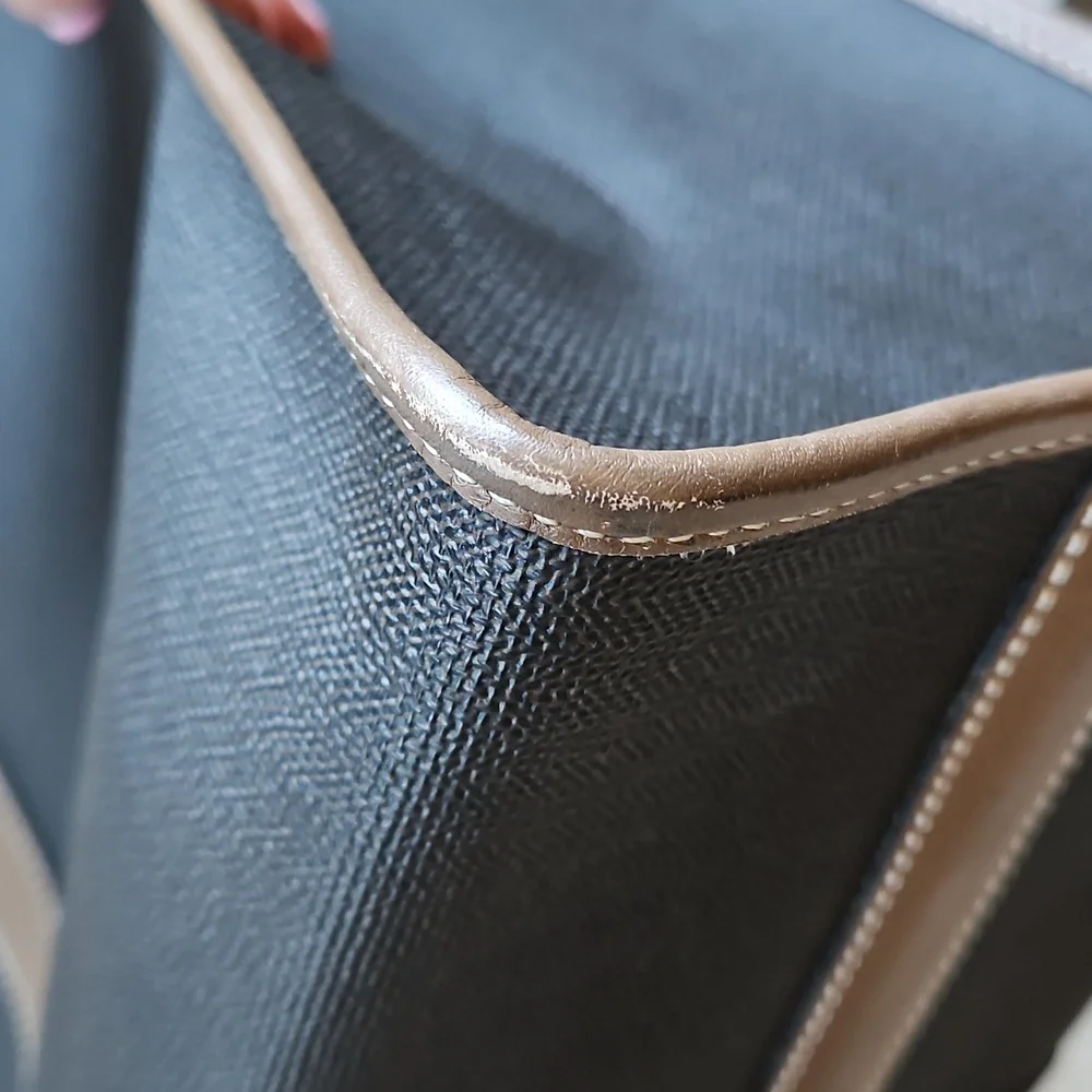 👀SALE💸 Dunhill Black and Brown Leather Travel Tote Duffel Bag